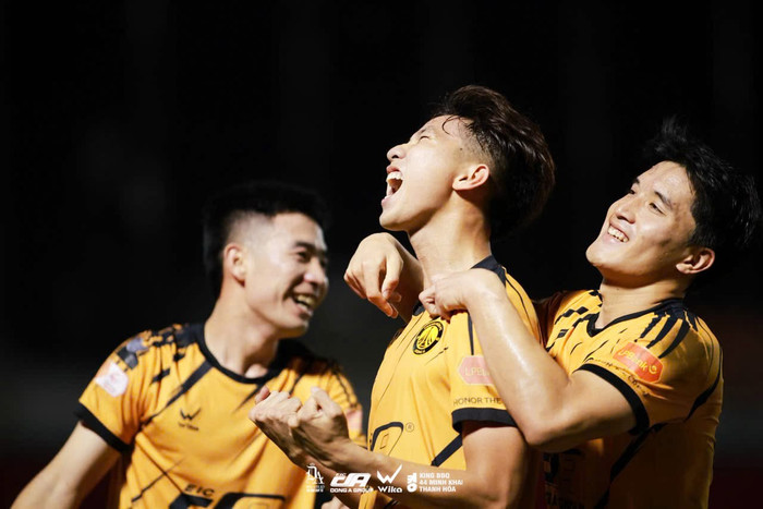 Cầu thủ Lào Damoth Thongkhamsavath đã ghi 2 bàn giúp CLB Thanh Hóa đánh bại CLB CA TP.HCM. Ảnh: CLB Thanh Hoá