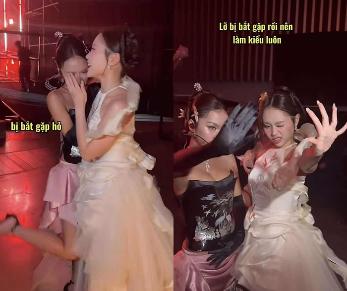 Khoảnh khắc hài hước của Phương Mỹ Chi ở hậu trường. (Ảnh từ TikTok @thaonguyenzwbk)