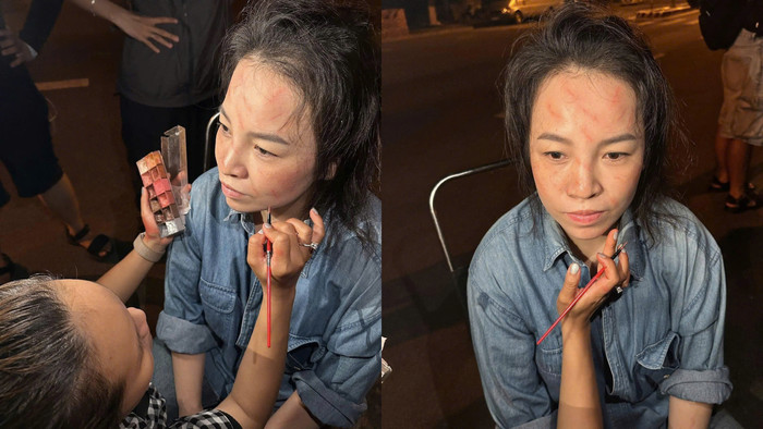 Để có vai diễn 10 giây trên màn ảnh là 10 ngày quay phim của Lê Trang - Ảnh: FBNV