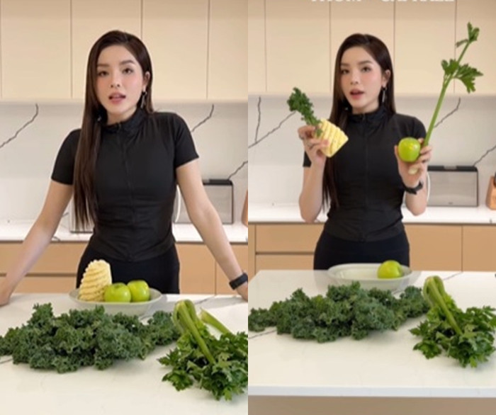 Kỳ Duyên thường xuyên chia sẻ công thức các món nước ép giúp giảm cân, tốt sức khỏe.