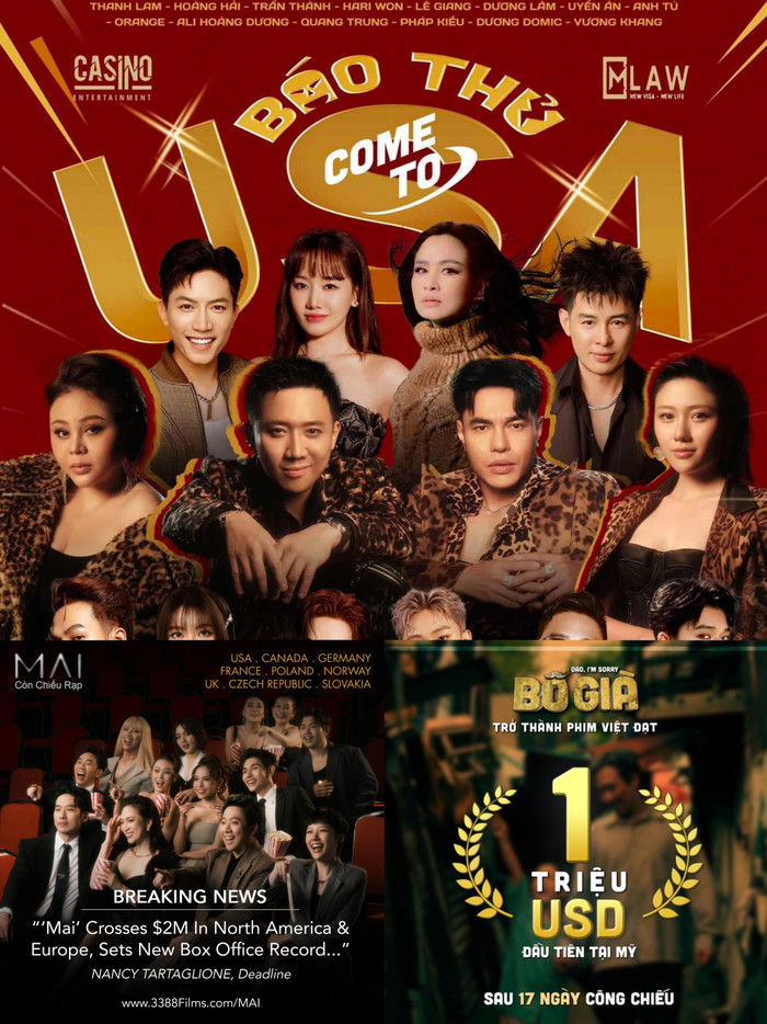 Phim Mai, Nhà Bà Nữ, Bộ Tứ Báo Thủ và Bố Già liên tục xác lập những kỷ lục vô tiền khoáng hậu khi tiến quân đạt được thành tích khi ra thị trường quốc tế. - Ảnh: FBNV