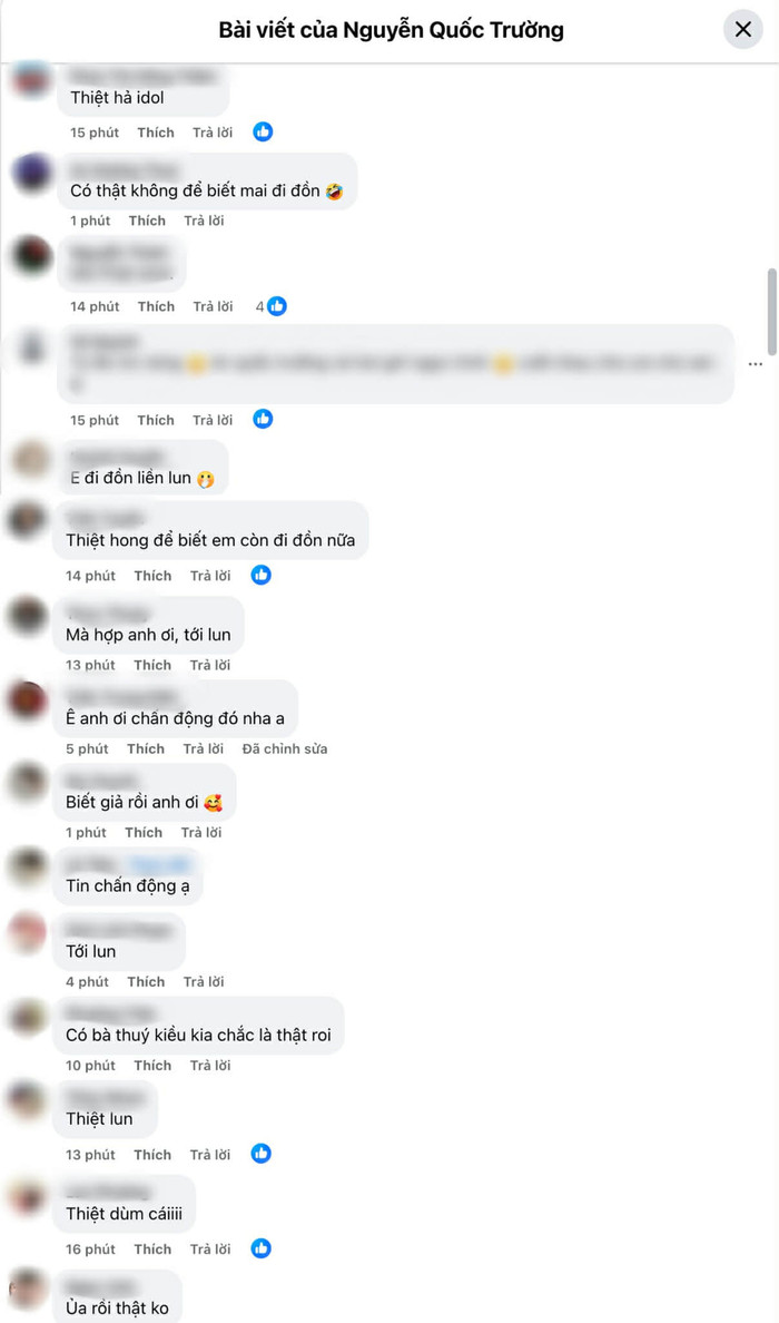 Phản ứng khán giả bên dưới bài đăng của Quốc Trường (Ảnh: Chụp màn hình).
