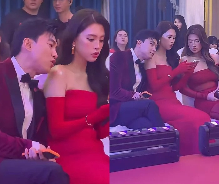 Quốc Trường ngồi sát, đầy thân thiết với Hoa hậu Tiểu Vy.