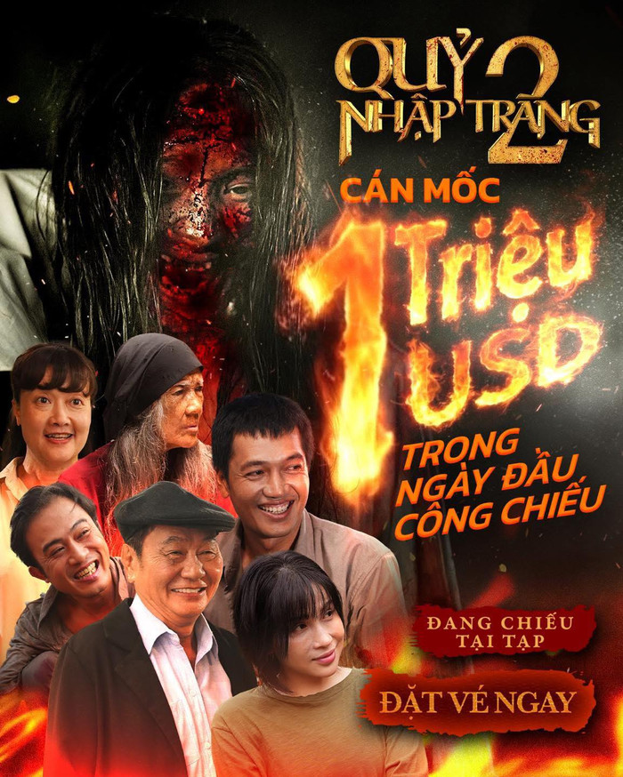 Quỷ Nhập Tràng 2 đã chính thức cán mốc 1 triệu USD doanh thu chỉ sau ngày đầu công chiếu chính thức.&nbsp;