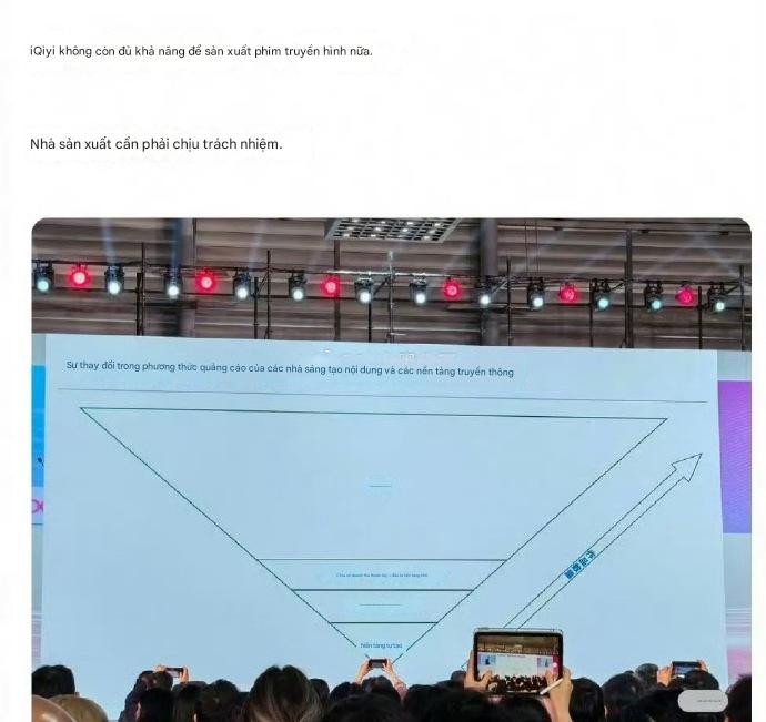 Hình ảnh được cho là &nbsp;từ hội thảo do iQIYI tổ chức, &nbsp;đang thể hiện kế hoạch phân tầng đầu tư - xu hướng chuyển dịch phương thức hợp tác giữa bên sản xuất nội dung của nền tảng cho năm tiếp theo. - Ảnh: Weibo