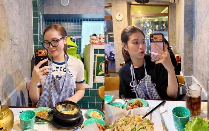 Kỳ Duyên và Thiên Ân vui vẻ đăng ảnh 'check-in' mỗi khi đi ăn. Ảnh: IGNV