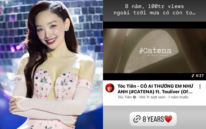 Tóc Tiên đăng ảnh chụp màn hình khi ăn mừng bài hát Có ai thương em như anh đạt cột mốc mới. Ảnh: IGNV