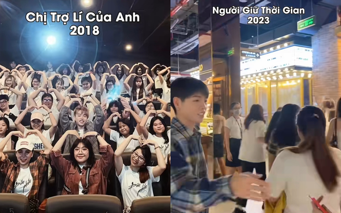 Không chỉ mời người hâm mộ đi xem phim của Mỹ Tâm tới hai lần, Đức Phúc còn đến tận rạp để gặp gỡ fan. Ảnh chụp màn hình