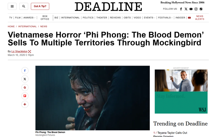 Deadline nhận định Phi Phông là minh chứng cho tham vọng vươn tầm quốc tế của điện ảnh kinh dị Việt Nam