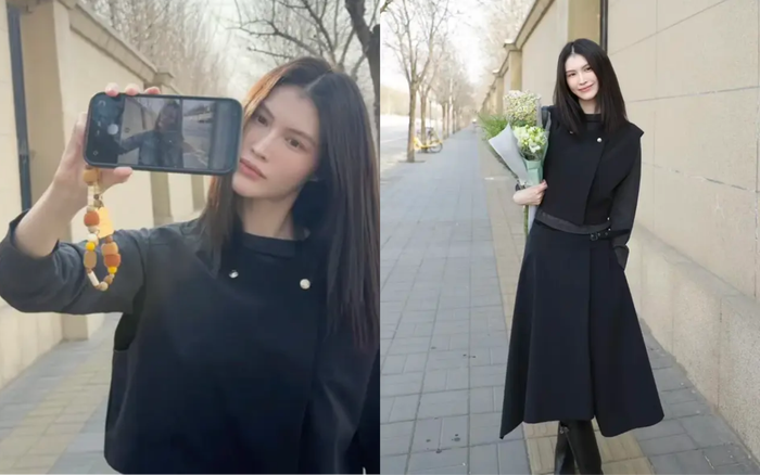 Hà Tuệ tự tin 'thả dáng' trên phố. Ảnh: Sohu