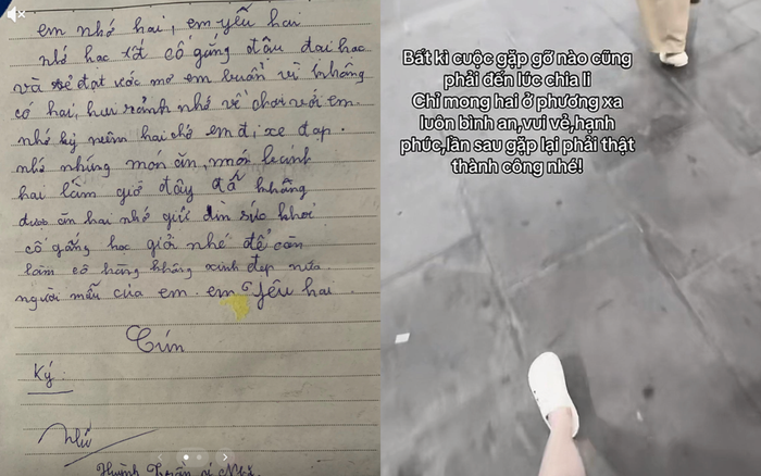 Ý Nhi chia sẻ hai bức tâm thư đong đầy tình cảm của em gái ở trên tài khoản TikTok cá nhân. Ảnh chụp màn hình