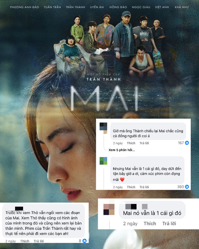 Khán giả để lại nhiều bình luận khi Mai vẫn giữ vị trí phim Tết được yêu thích nhất trong lòng công chúng.&nbsp;