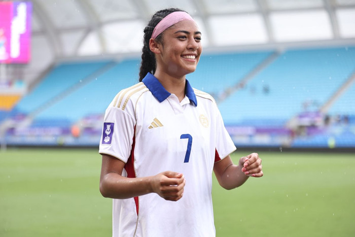 Jael-Marie Guy đã trở thành tâm điểm trong một cột mốc lịch sử khác của đội tuyển Philippines khi có màn trình diễn xuất sắc. Ảnh: AFC