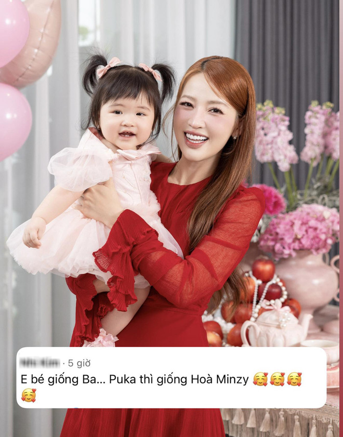 Puka 'bất lực' khi netizen hài hước nhận xét 'em bé giống ba, còn Puka giống Hòa Minzy'.