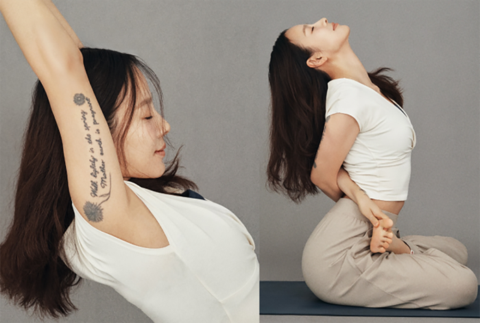 Hình ảnh Lee Hyori tập yoga đang được cư dân mạng xứ Hàn chia sẻ rầm rộ.