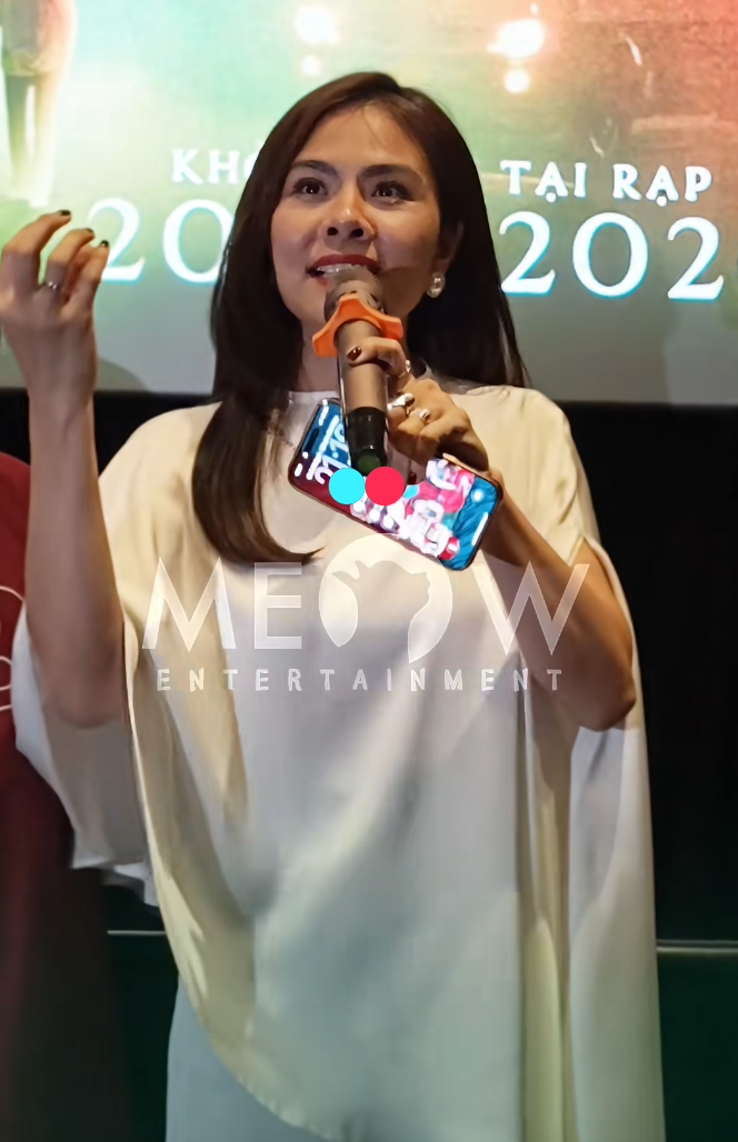 Vân Trang đã có những chia sẻ tại buổi cinetour phim Bus: Chuyến Xe Một Chiều (Ảnh: Chụp màn hình TikTok Meow Entertainment).
