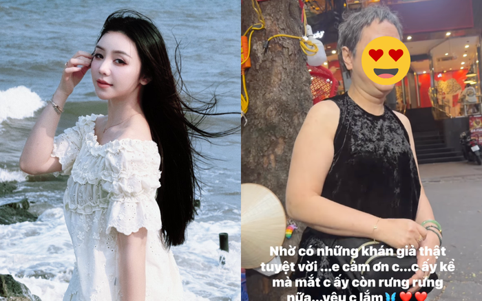 Quỳnh Kool xúc động khi được một khán giả bày tỏ tình cảm. Ảnh: FBNV