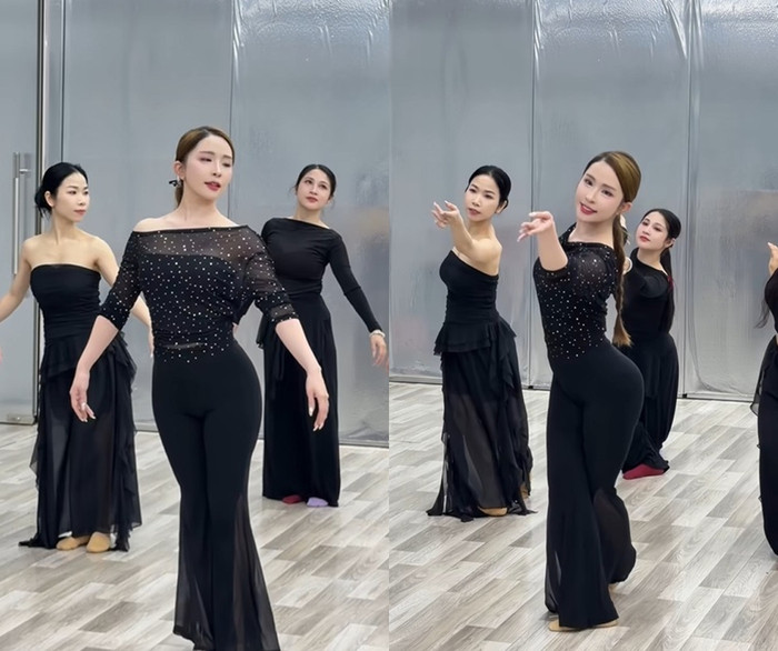 Quỳnh Nga khoe vóc dáng thon thả khi tập múa.&nbsp;