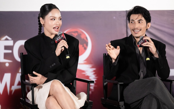 Miu Lê và Liên Bỉnh Phát từng có màn tung hứng, đối đáp dí dỏm tại họp báo trước đó.