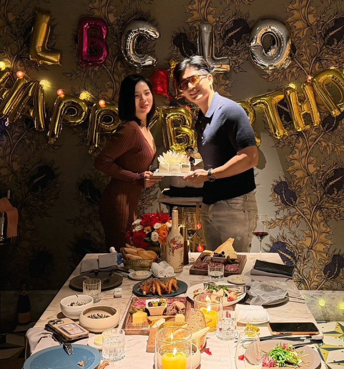 Lệ Quyên tại sinh nhật bạn trai Lâm Bảo Châu. Ảnh: FBNV