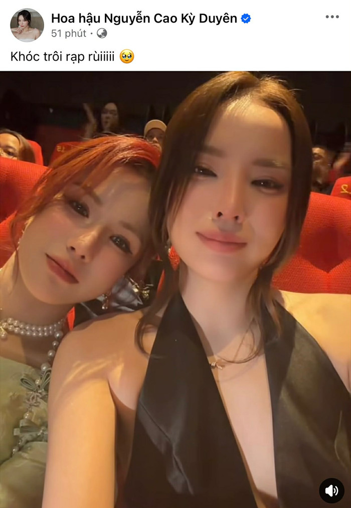 Hoa hậu Kỳ Duyên đăng tải đoạn clip ghi lại khoảnh khắc trước và sau khi xem phim của Thiên Ân.&nbsp;