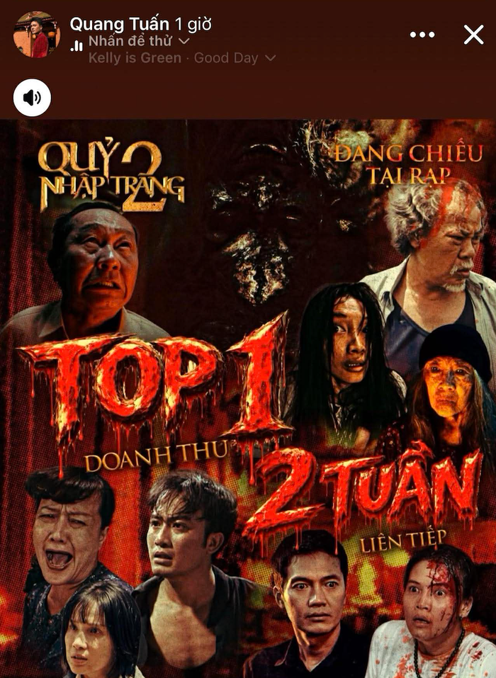 Bộ phim Quỷ Nhập Tràng 2 do Quang Tuấn đóng chính hiện đạt doanh thu hơn 119 tỷ đồng (Ảnh: Chụp màn hình).