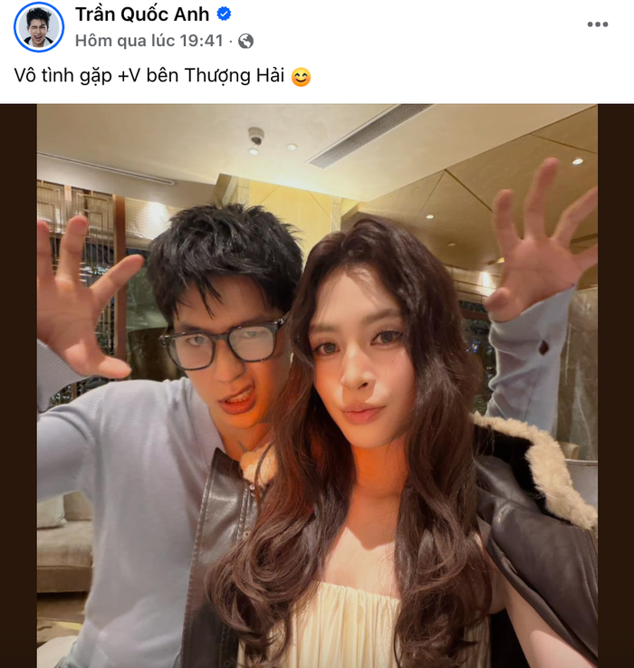 Trước đó, Quốc Anh đăng tải bài viết bên Tiểu Vy (Ảnh: Chụp màn hình).