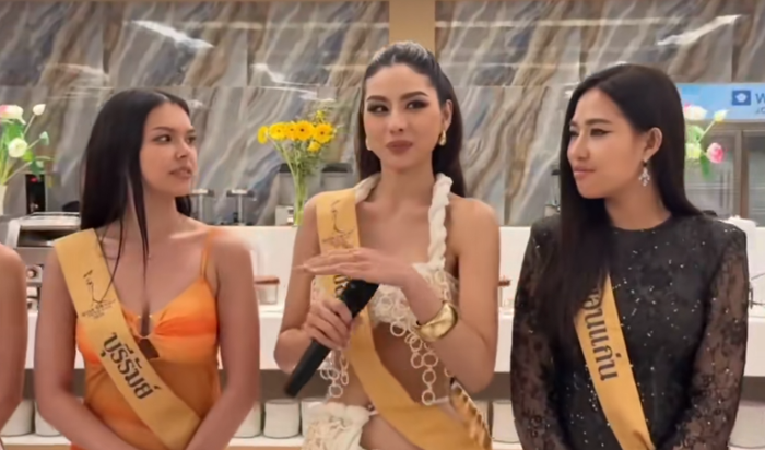 Hành động gây tranh cãi của Patthama. Ảnh: Global Beauty