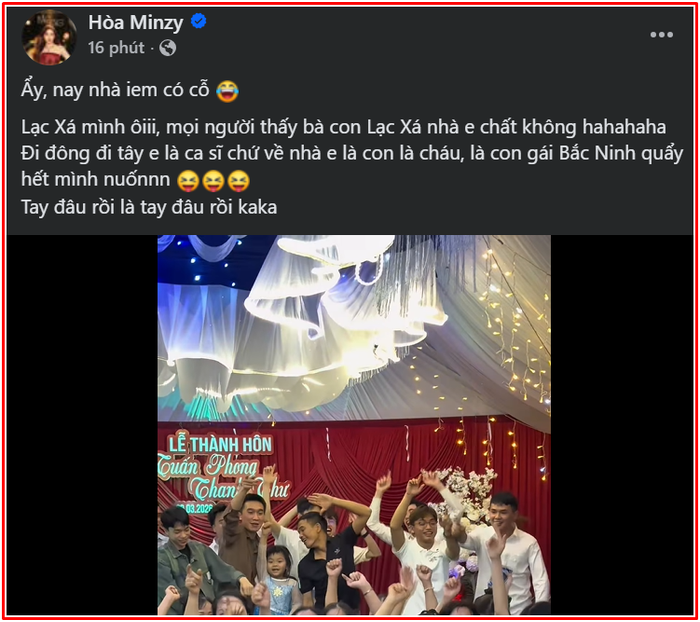 Hòa Minzy 'đánh mất hình tượng' tại đám cưới Ảnh 2