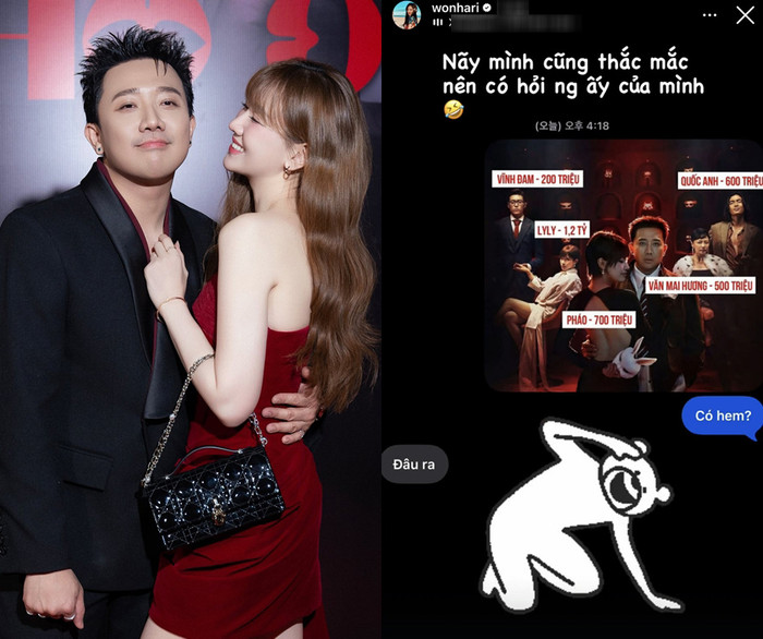 Hari Won nhắn tin hỏi Trấn Thành về số tiền cát-xê dành cho dàn diễn viên Thỏ Ơi!!.