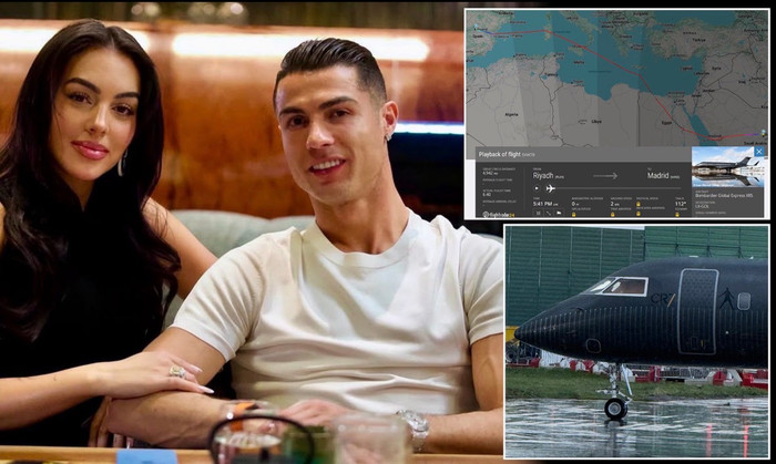 'Cristiano Ronaldo rời Saudi Arabia? Siêu sao đưa chuyên cơ 61 triệu bảng bay sang Madrid sau vụ tấn công bằng drone vào Đại sứ quán Mỹ tại Riyadh'. Ảnh: Daily Mail&nbsp;