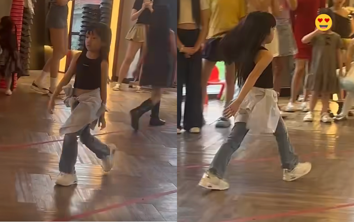 Con gái Nhã Phương thể hiện sự tự tin khi học catwalk. Ảnh chụp màn hình