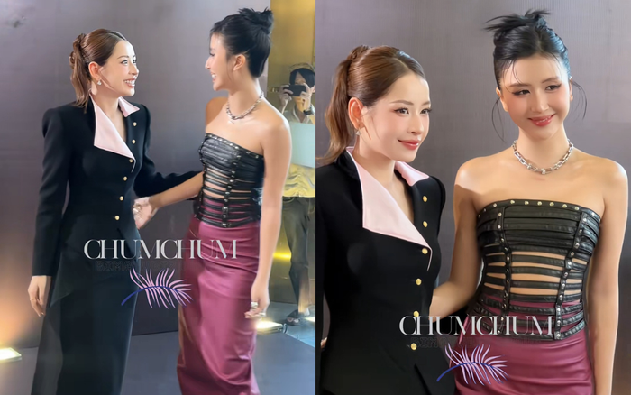 Chi Pu và Quỳnh Anh Shyn cười tươi rói khi có dịp 'tái hợp'. Ảnh: Chumchum