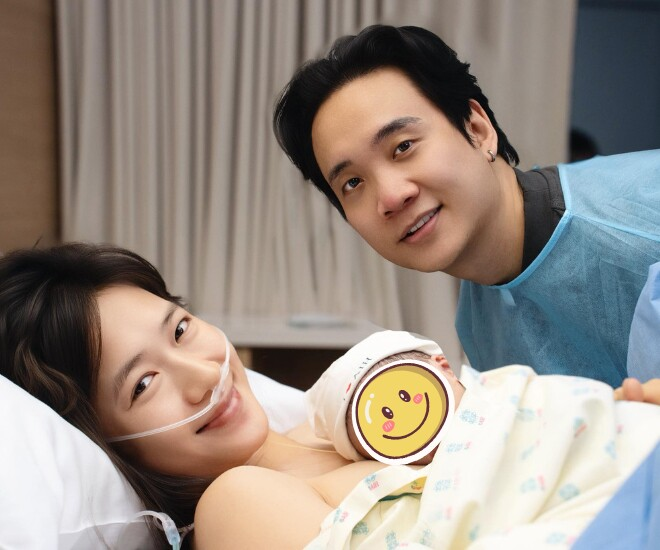 Vợ chồng Trâm Anh - JustaTee đón em bé thứ ba cách đây không lâu. (Ảnh: FBNV)