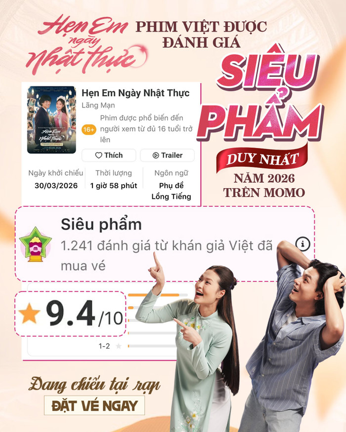 Đoàn Thiên Ân và bạn diễn tạo nên những khoảnh khắc ngọt ngào giúp bộ phim đạt danh hiệu 'Siêu phẩm' trên nền tảng mua vé. - Ảnh: NSX