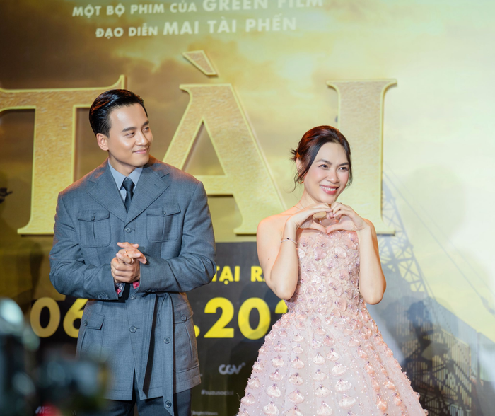 Mỹ Tâm và Mai Tài Phến ở sự kiện ra mắt phim Tài.&nbsp;