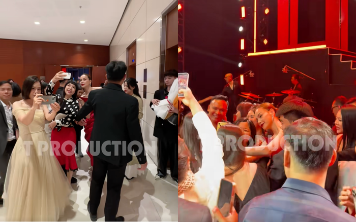 Hồ Ngọc Hà được khán giả vây kín sau khi hoàn thành lịch trình biểu diễn ở Hà Nội. Ảnh: tproductionofficial