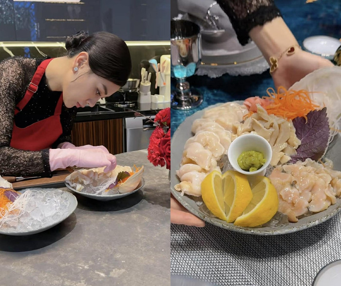 Ốc vòi voi được Phương Oanh chế biến thành món sashimi.