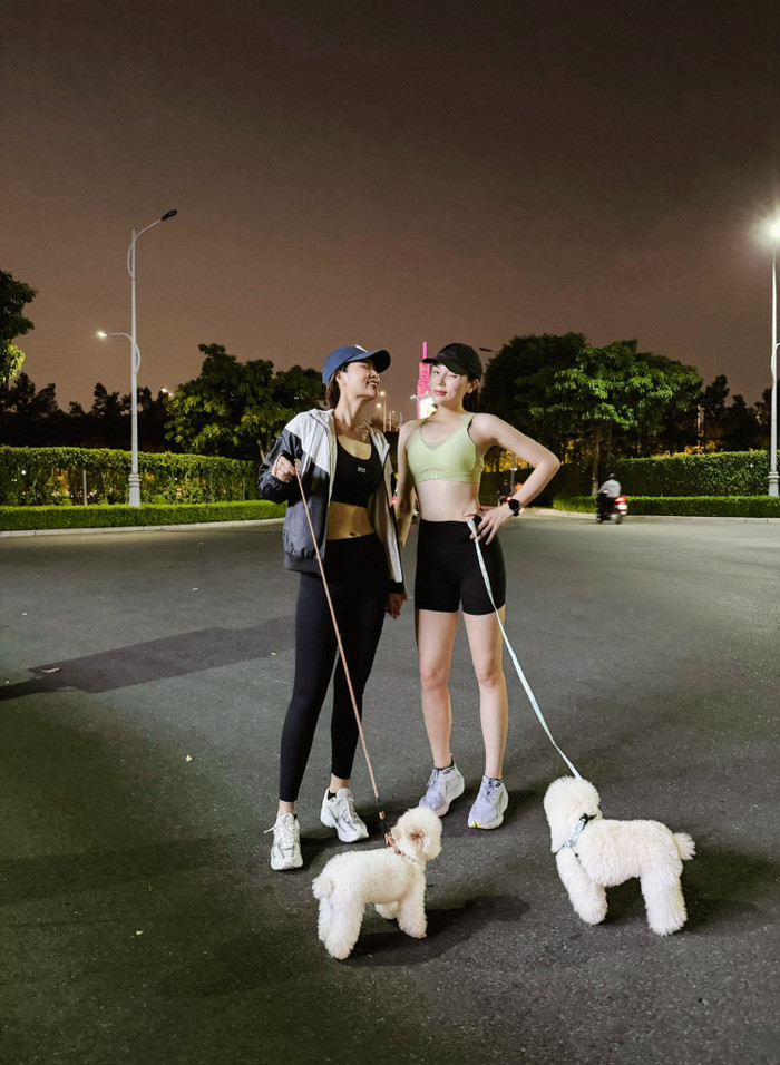 Kỳ Duyên chia sẻ ảnh đi chạy bộ cùng Thiên Ân, không ngần ngại gọi đối phương là 'cả nhà'.