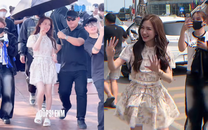 Hòa Minzy thể hiện sự thân thiện khi gặp khán giả tại Hạ Long. Ảnh chụp màn hình