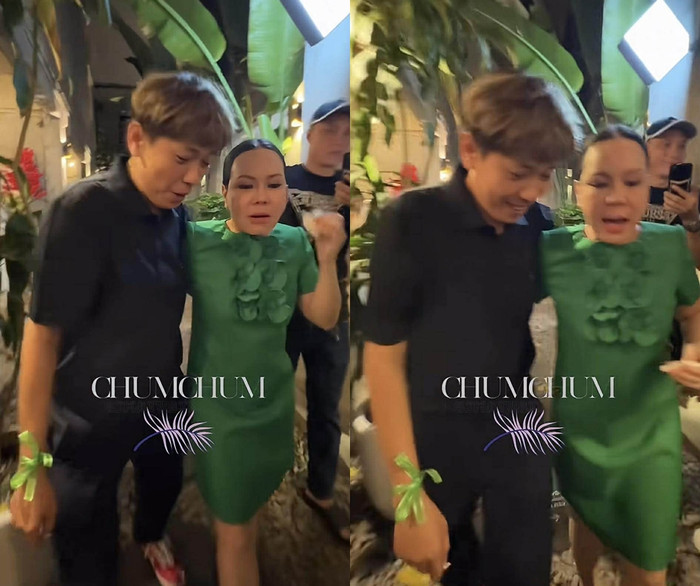 Việt Hương nhanh chóng ra về vì cô có suất diễn sân khấu ngay sau đó. (Ảnh chụp màn hình từ TikTok ChumChum)