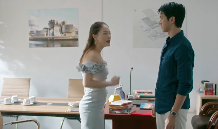 Lan Phương và bạn diễn Bình An trong một tình huống căng thẳng đẩy kịch tính phim lên cao trào. - Ảnh: VFC