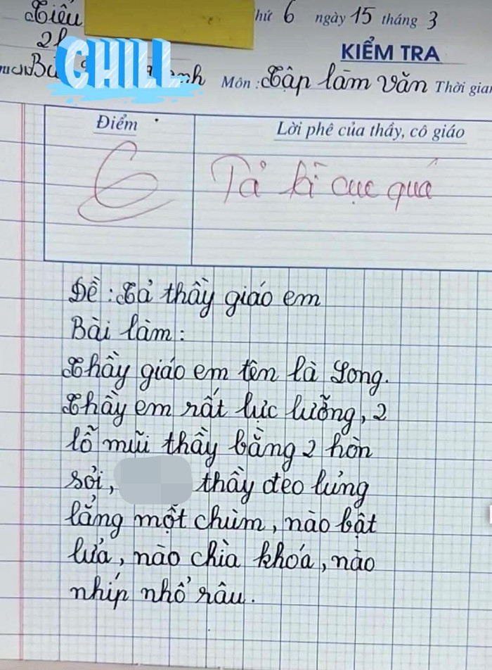 Bài văn tả thầy giáo của giáo viên tiểu học gây chú ý trên mạng xã hội.
