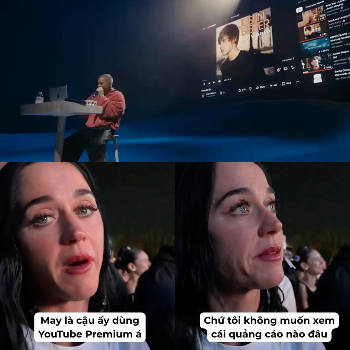 Phản ứng của Katy Perry khi Justin Bieber mở YouTube. (Ảnh: Threads)