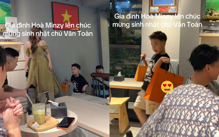 Hòa Minzy đưa bé Bo đến tiệc sinh nhật của Văn Toàn. Ảnh: fbduongtrongquy