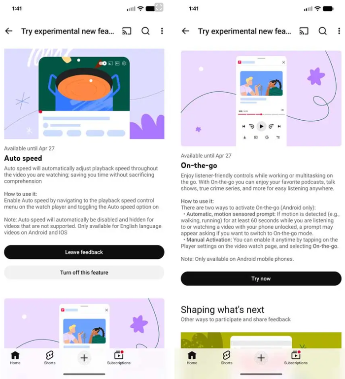 Hai tính năng mới mang tên “Auto speed” và “On-the-go”. Ảnh: 9to5google