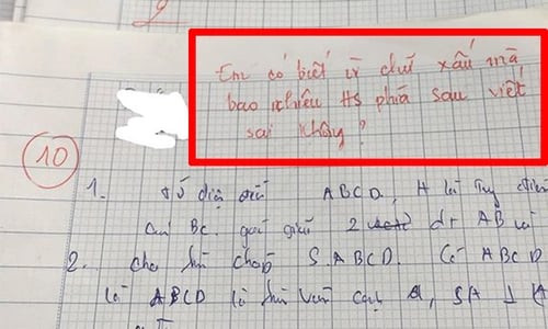 Lời phê của giáo viên trong bài kiểm tra môn Toán gây chú ý.
