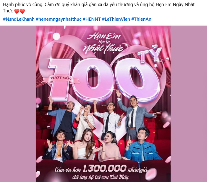 NSND Lê Khanh chia sẻ niềm vui khi phim cán mốc 100 tỷ đồng