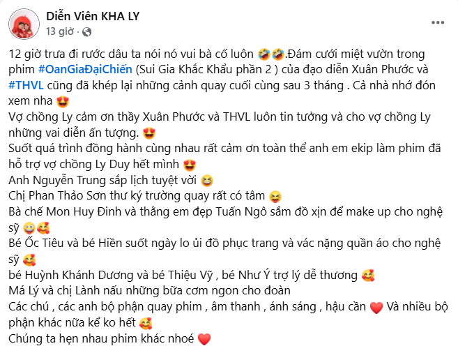 Kha Ly chính thức nói lời tạm biệt đoàn phim sau những cảnh quay cuối