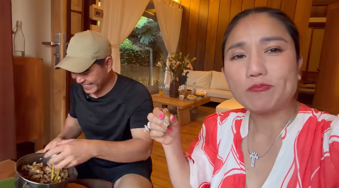 Khoảnh khắc thân thiết của Trung Dũng bên Cát Tường.